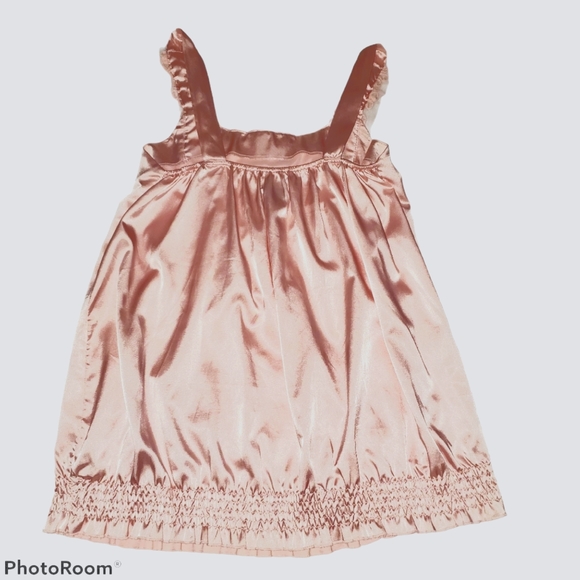 Wet Seal Wide Strap Sleeveless Silky Pink Blouse w/ Lace Rose Design 481 - Picture 3 of 4